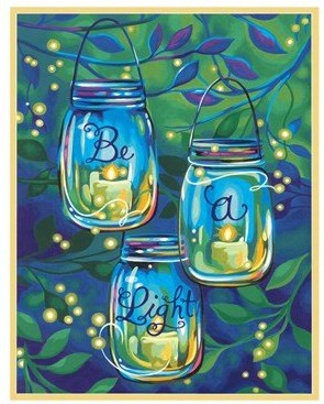 Dimensions Puzzles 91774 Be A Light (Mason Jars Hanging from Tree) Paint by Number (11"x14")