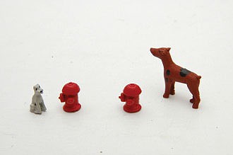 Durango Press 144 HO Scale Dogs and Hydrants -- Unpainted Metal Castings 2 Each