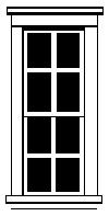 Durango Press 60 HO Scale Plastic Double-Hung Windows -- 8-Pane, Tall pkg(4)