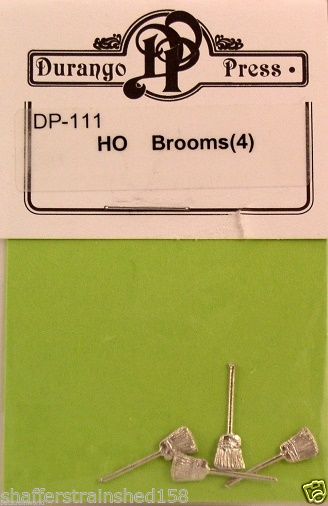 Durango Press 111 HO Scale Miniature Tools -- Brooms pkg(4)