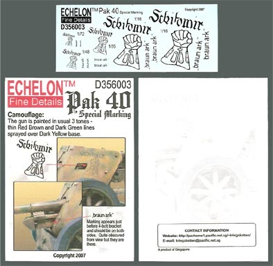 Echelon Decals 356003 Various Scales: Pak 40 Gun