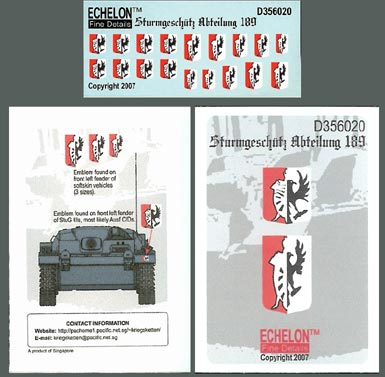 Echelon Decals 356020 1/35 Sturmgeschutz Abteilung 189 