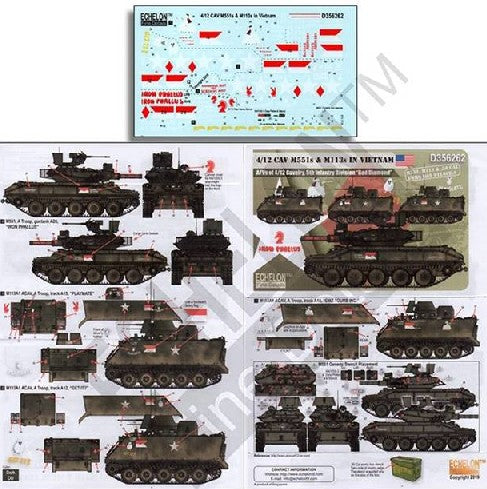 Echelon Decals 356262 1/35 4/12 CAV M551s & M113s 5th Inf Div Red Diamond in Vietnam