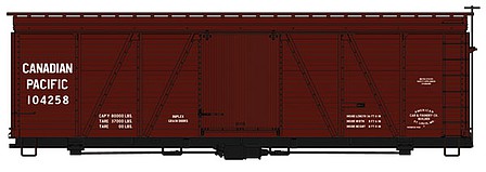 Accurail 1184 HO Scale Folwer 36' Wood Boxcar - Kit -- Canadian Pacific 104258 (Boxcar Red)