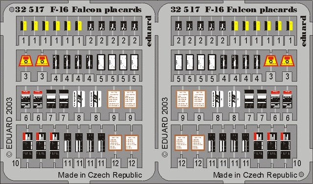 Eduard 32517 1/32 Aircraft- F16 Placards for HSG (Painted)