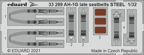 Eduard 33289 1/32 Aircraft- AH1G Late Seatbelts Steel for ICM (Painted)