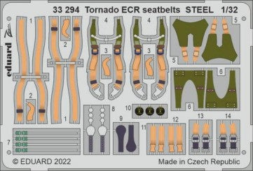 Eduard 33294 1/32 Aircraft- Tornado ECR Seatbelts Steel for ITA (Painted)