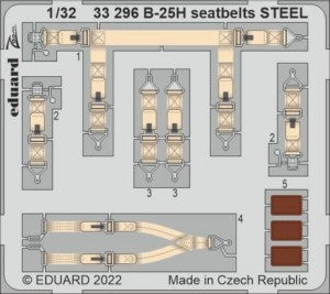 Eduard 33296 1/32 Aircraft- B25H Seatbelts Steel for HKM (Painted)