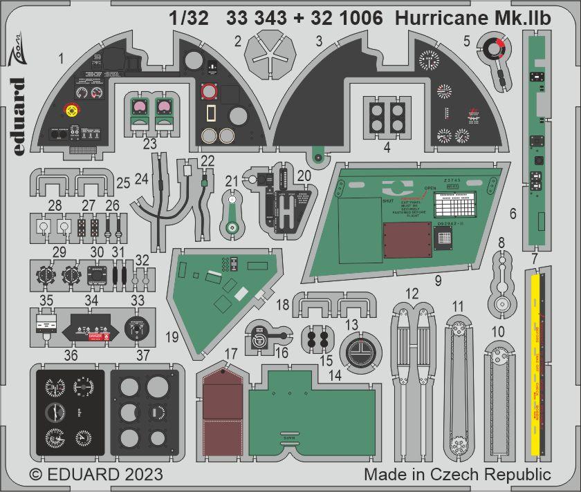 Eduard 33343 1/32 Aircraft- Hurricane Mk IIb Part 1 for RVL (Painted)