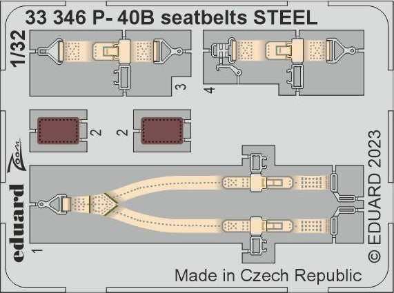 Eduard 33346 1/32 Aircraft- P40B Seatbelts Steel for LNR (Painted)