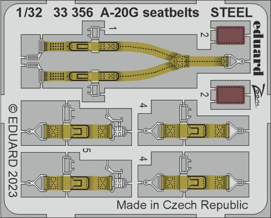 Eduard 33356 1/32 Aircraft- A20G Seatbelts Steel for HKM (Painted)