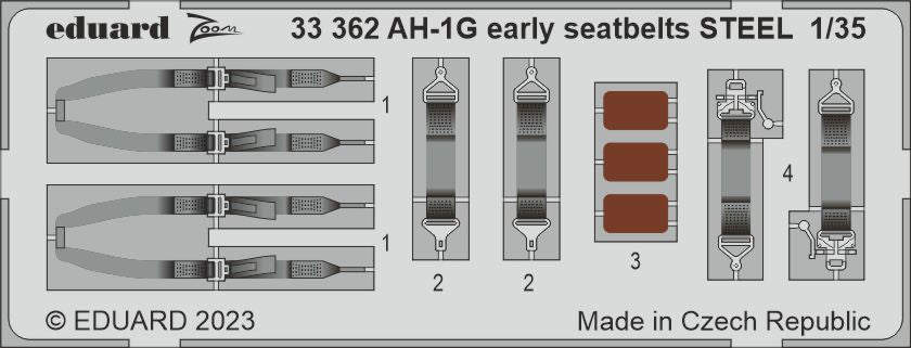 Eduard 33362 1/35 Aircraft- AH1G Early Seatbelts Steel for ICM (Painted)