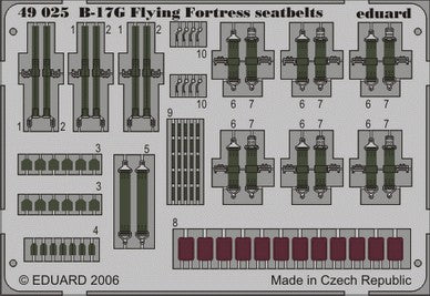 Eduard 49025 1/48 Aircraft- B17G Flying Fortress Seatbelts for RMX (Painted)