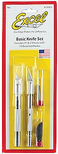 Excel Hobby 19062 All Scale Basic Knife Set -- #1 & #2 Knives w/10 Assorted Blades