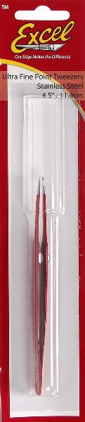 Excel Hobby 30427 4.5" Stainless Steel Ultra Fine Straight Point Tweezers