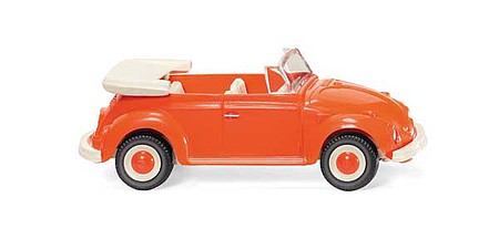 Wiking 80209 HO Scale 1964-1974 Volkswagen Beetle Convertible - Assembled -- Orange, White (Sieper 100th Anniversary)