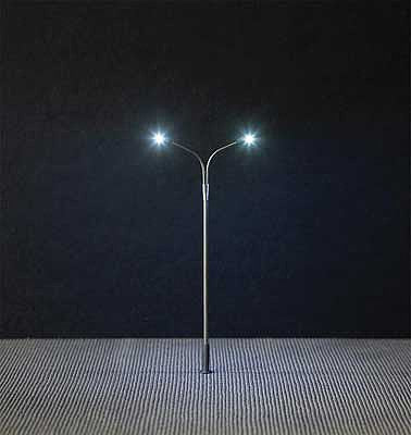 Faller 180101 HO Scale LED Double Streetlight -- Adjustable height up to 3-15/16" 10cm tall pkg(3)