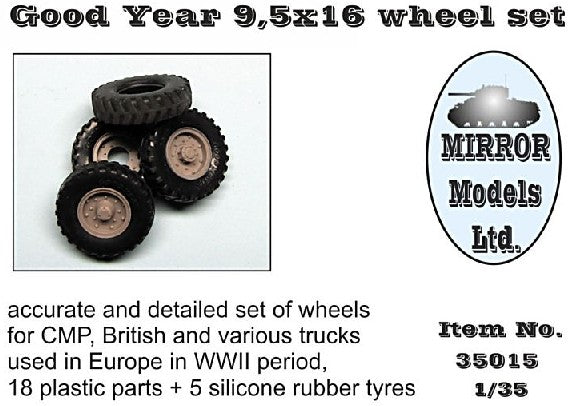 Mirror Models 35015 1/35 Goodyear 9 5x16 Wheel/Tire Set for WWII CMP/British Trucks (5) (D)