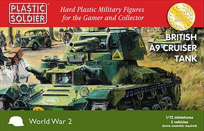 Plastic Soldier 7233 1/72 WWII British A9 Cruiser Tank (3) & Crew (6)