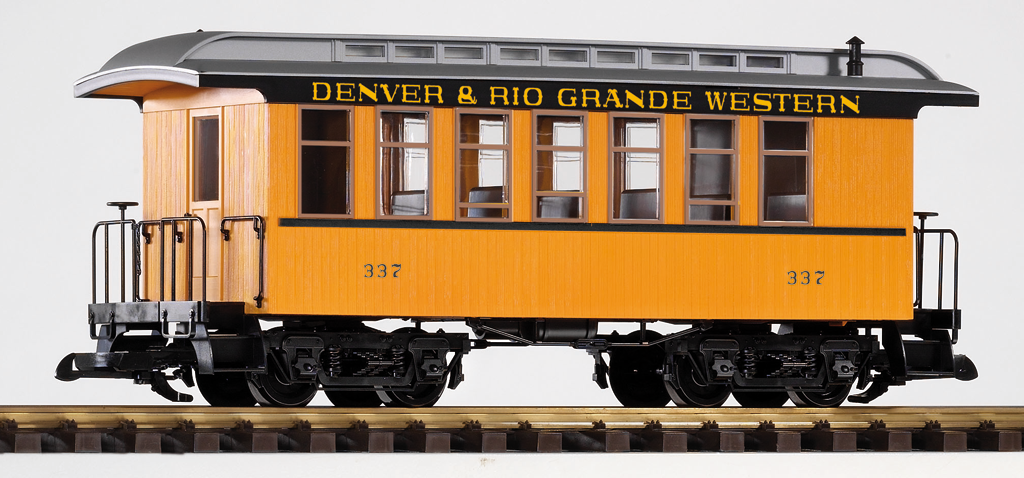 Piko 38610 G Scale D&RGW Wood Coach 337, Yellow