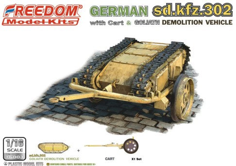 Freedom Model Kits 16003 1/16 German SdKfz 302 Goliath Demolition Vehicle w/Cart