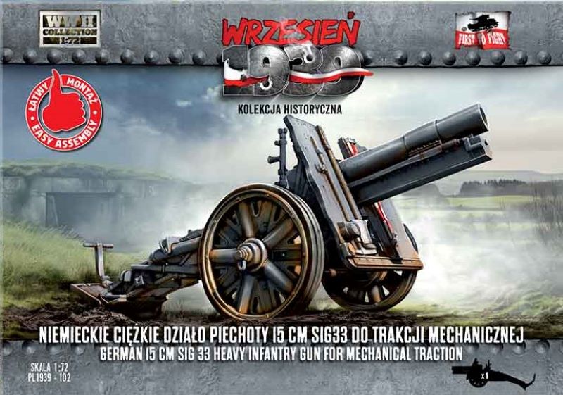 First to Fight 102 1/72 WWII 15cm SIG33 German Heavy Infantry Gun for Mechanical Traction