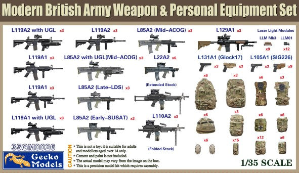 Gecko Models 350026 1/35 Modern British Army Weapon & Personal Equipment Set