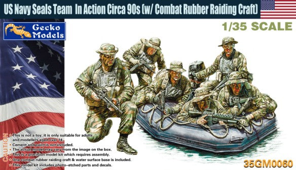 Gecko Models 350060 1/35 US Navy Seals Team in Action 90s (6) w/Combat Rubber Raiding Craft