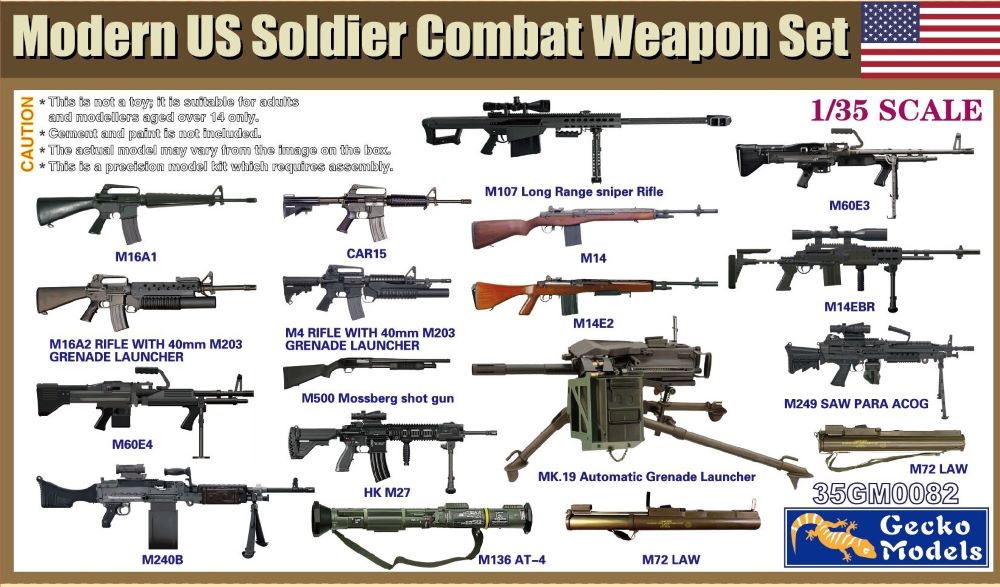 Gecko Models 350082 1/35 Modern US Soldier Combat Weapon Set