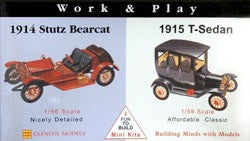 Glencoe Models 3607 Work & Play: 1/56 1914 Stutz Bearcat & 1/59 1915 T-Sedan Cars