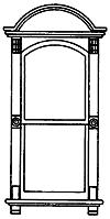 Grandt Line 3732 O Scale Victorian Two-Pane Window - Scale 30 x 72" 76.2 x 183cm -- With Arched Top Pediment