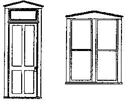 Grandt Line 5259 HO Scale Windows -- Peaked Top Window/Door Set