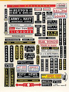 Gold Medal Models 16031 N Scale Downtown Business Sign Decals Set -- Over 60 Full Color Signs