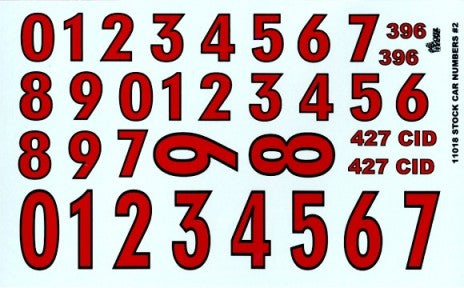 Gofer Racing 11018 1/24-1/25 Stock Car Numbers #2 (Red)