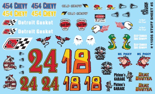 Gofer Racing 11056 1/24-1/25 Stuff Sheet #5 - Chevy, Detroit Gasket, Hemi Hunter, etc.
