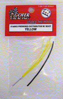 Gofer Racing 16003 1/24-1/25 Yellow Prewired Distributor w/Aluminum Plug & Boot