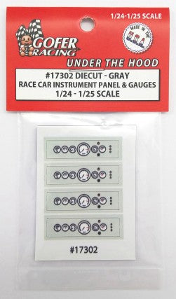 Gofer Racing 17302 1/24-1/25 Race Car Instrument Panel & Gauges Gray (Diecut Plastic)