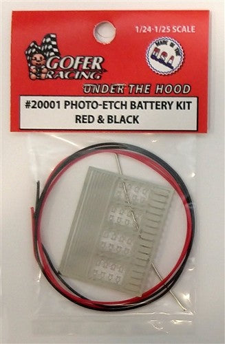 Gofer Racing 20001 1/24-1/25 Photo-Etch Battery Detail Set w/Red & Black Cable Wire