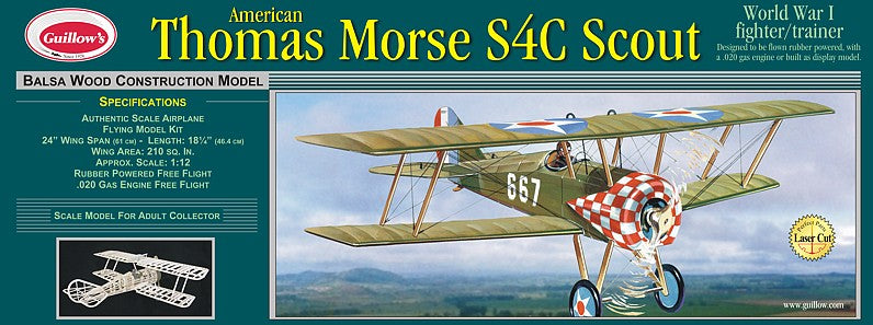 Guillows 201 24" Wingspan Thomas Morse Scout Laser Cut Kit