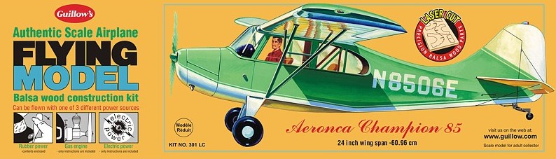 Guillows 301 24" Wingspan Aeronca Champion 85 Laser Cut Kit
