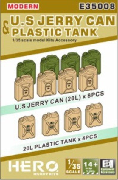Hero Hobby Kits E35008 1/35 Modern US Jerry Cans (8) & Plastic Tanks (4)