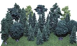Heki Mini Forest 303 All Scale Assorted Trees -- 2-1/2 to 4" 6.4 to 10.2cm pkg(30)