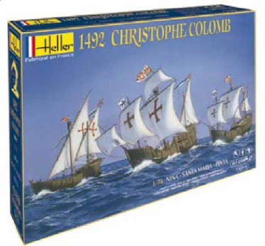 Heller 52910 1/75 1492 Christopher Columbus Sailing Ships: Santa Maria, Pinta & Nina w/Paint & Glue