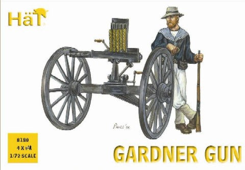 Hat Industries 8180 1/72 Colonial Wars Gardner Gun (4 w/24 Figs)