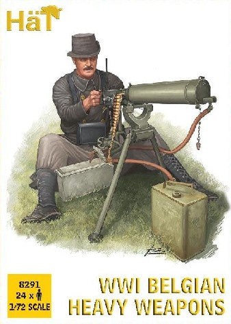 Hat Industries 8291 1/72 WWI Belgian Heavy Weapons  Soldiers (24 w/2 Horses & 4 Guns)