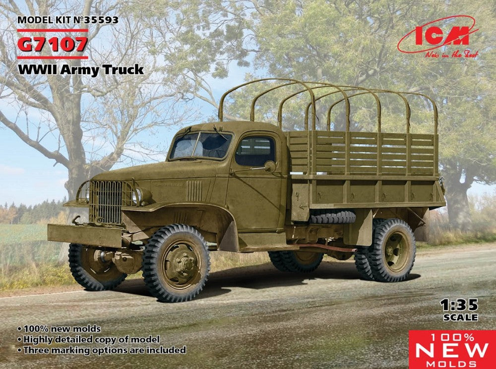 ICM Models 35593 1/35 WWII G7107 Stake Body Army Truck