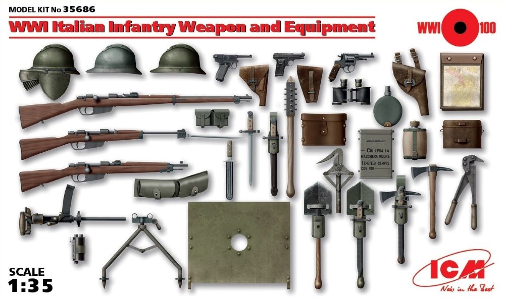 ICM Models 35686 1/35 WWI Italian Infantry Weapons & Equipment