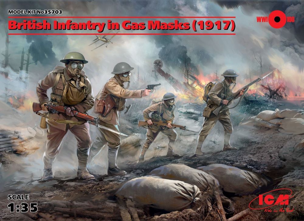 ICM Models 35703 1/35 British Infantry in Gas Masks 1917 (4)