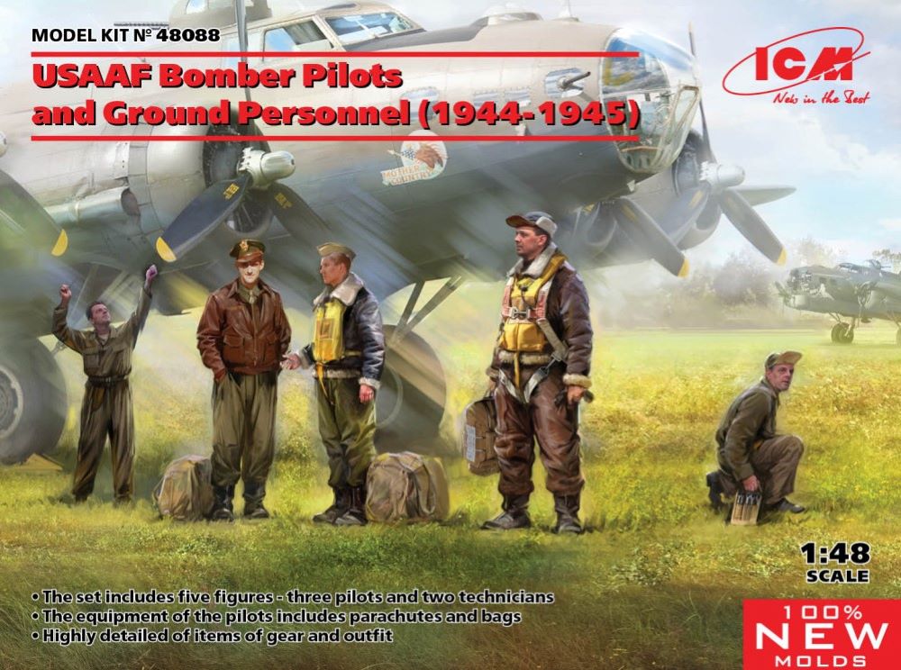 ICM Models 48088 1/48 USAAF Bomber Pilots & Ground Personnel 1944-1945 (5)