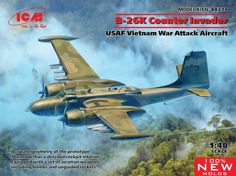 ICM Models 48279 1/48 USAF B26K Counter Invader Attack Aircraft Vietnam War